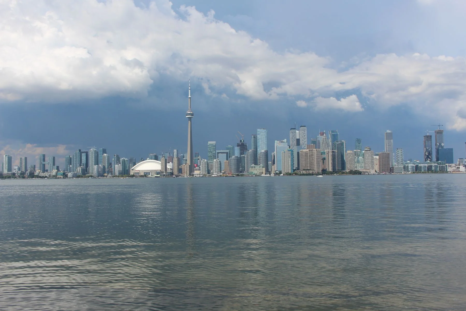 Toronto skyline and CN Tower across Lake Ontario